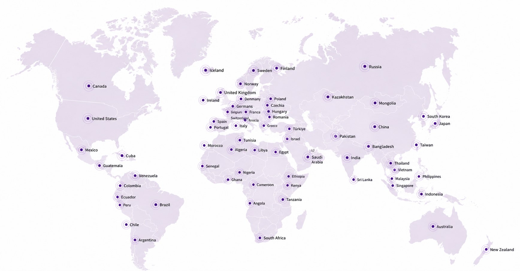 Dailys 全球市场分布图，点击查看 OEM/ODM 解决方案