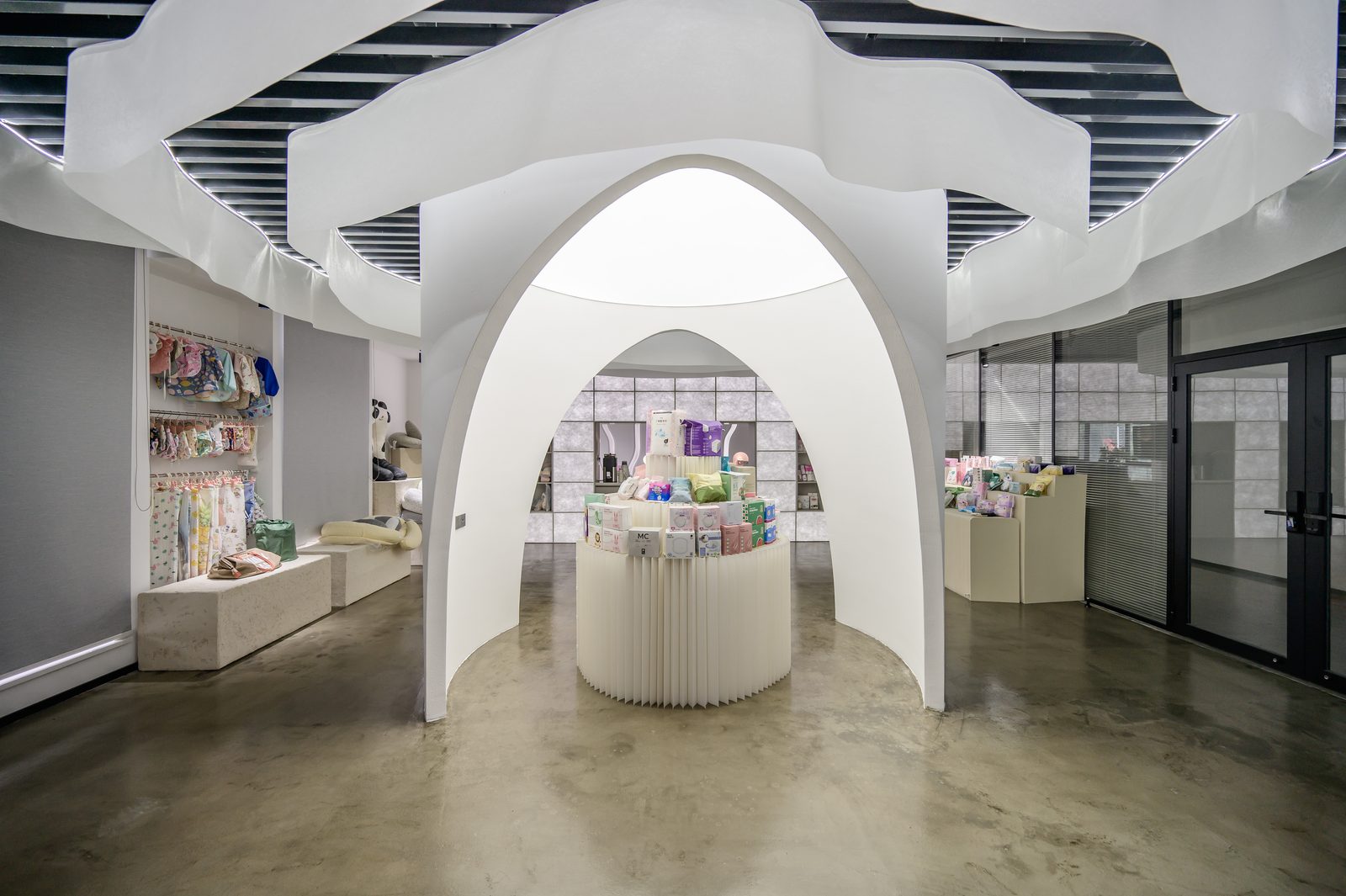 Dailys product showroom displaying feminine care product ranges