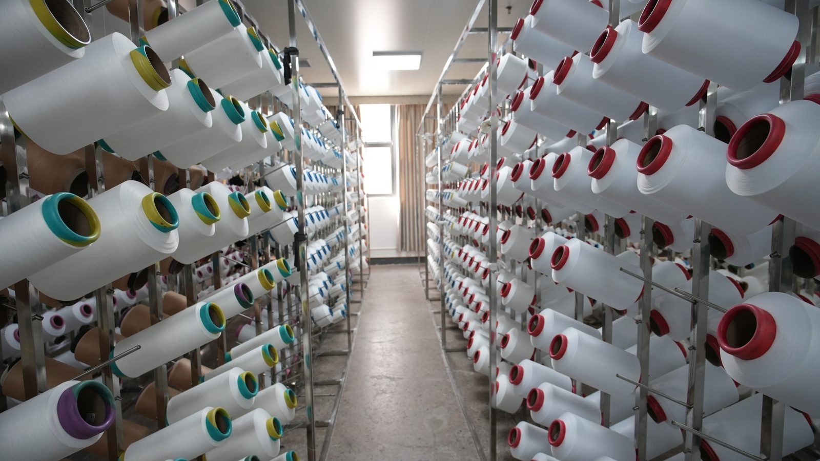Yarn warehouse storing raw materials for textile hygiene products