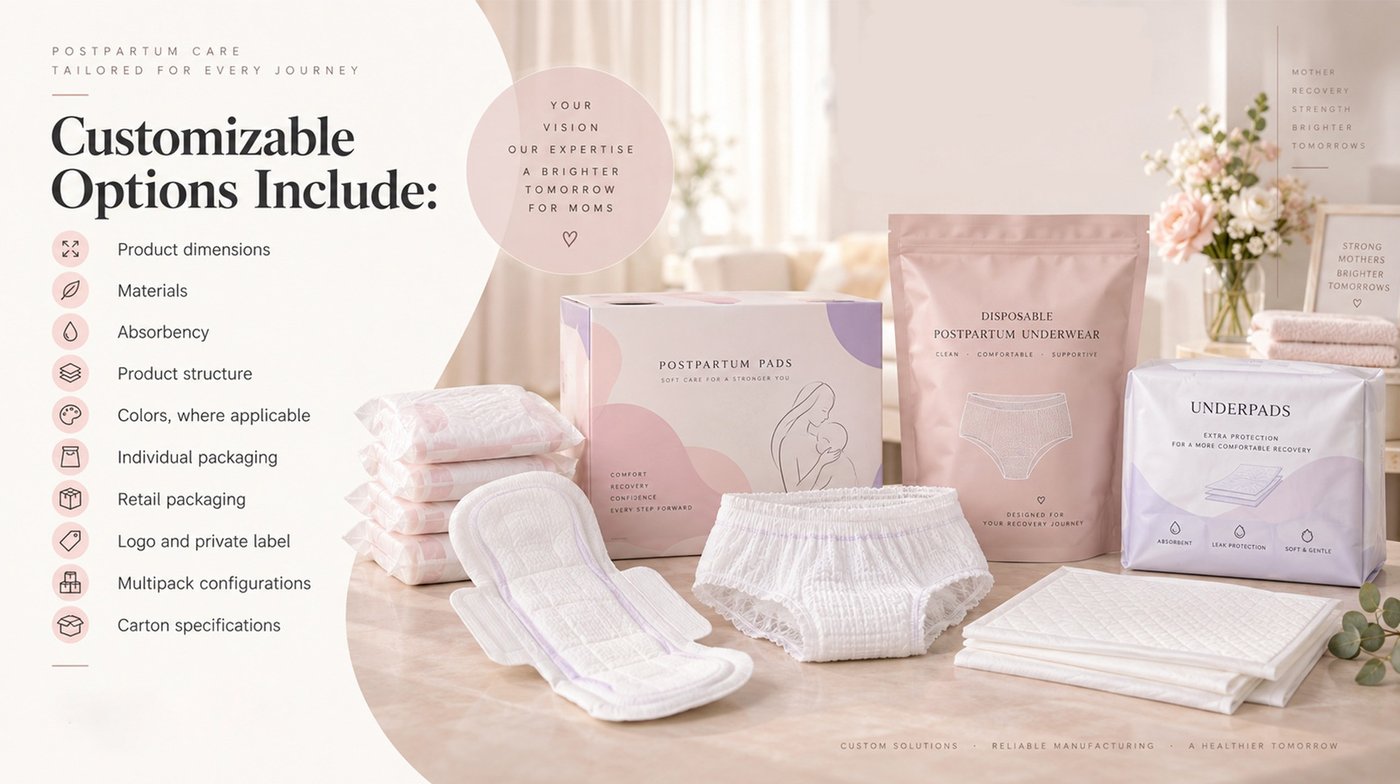 Customizable options for postpartum care products