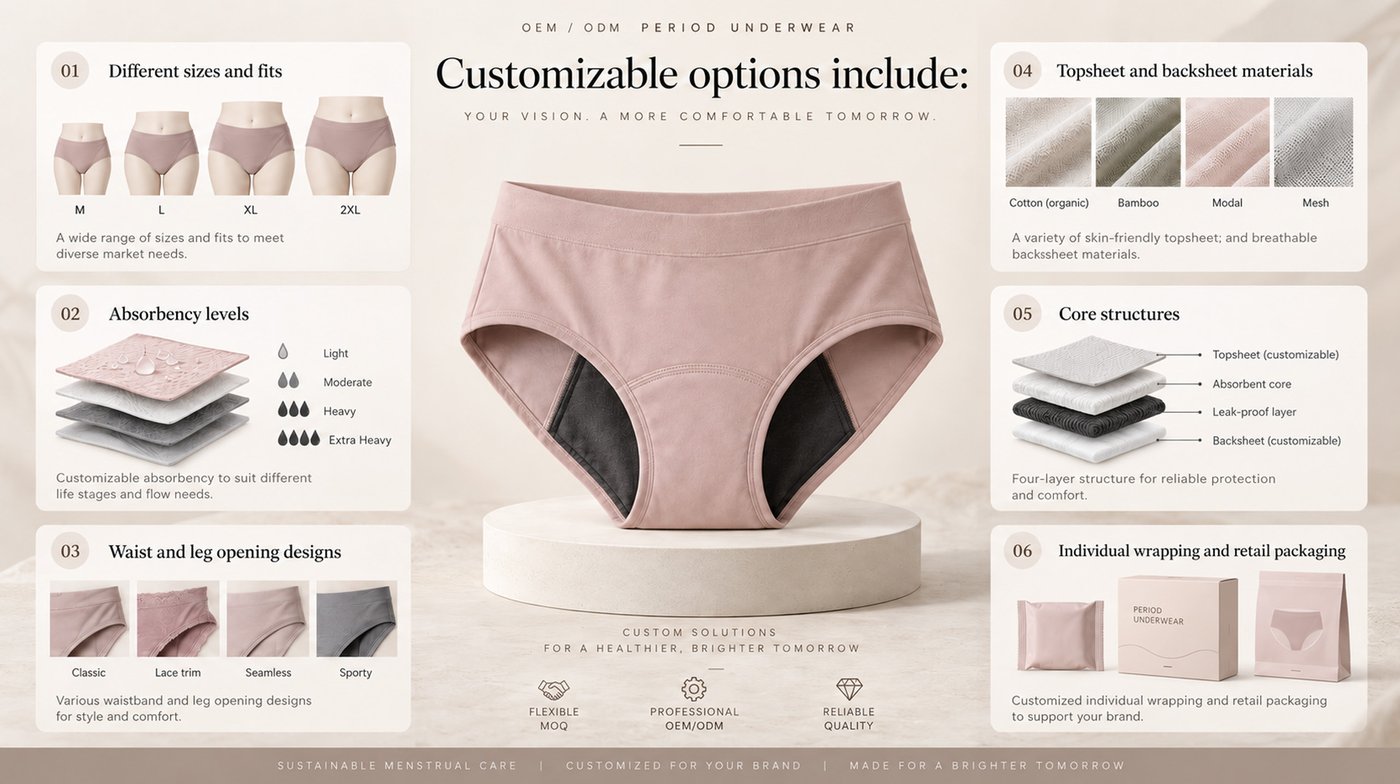 Customizable options for washable period underwear